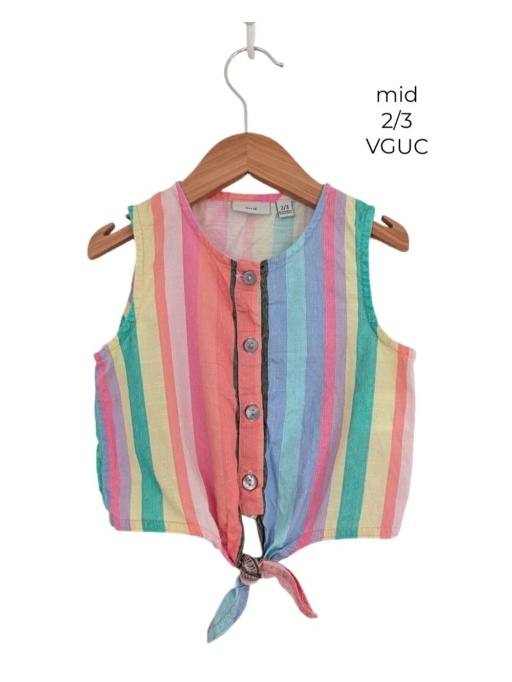 mid Striped Front Tie Tank Top 2T 3T Girls Clothes